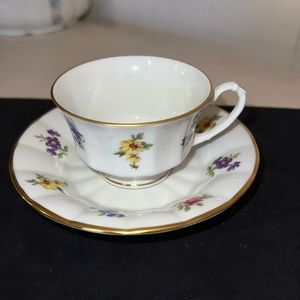 Vintage West Germany F marked Furstenberg demitasse cup & saucer gold trim